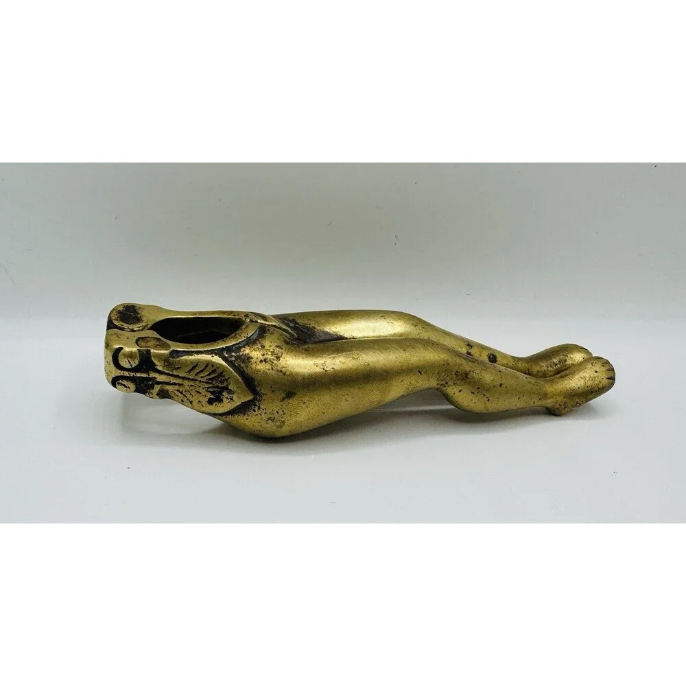 Vintage Handmade Brass  Figural Legs Nutcracker Nut Shell Cracker